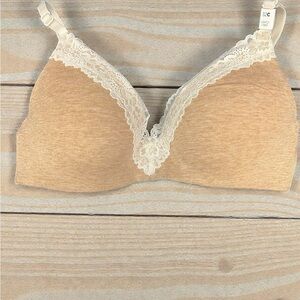 NWT- VS PInk- Tan Lace Trim Bra